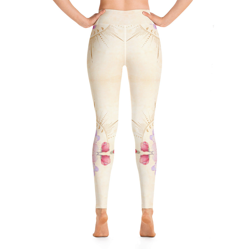 Goldene Magnolie symmetrisch / Leggings
