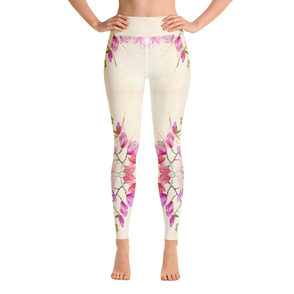 Goldene Magnolie symmetrisch / Leggings