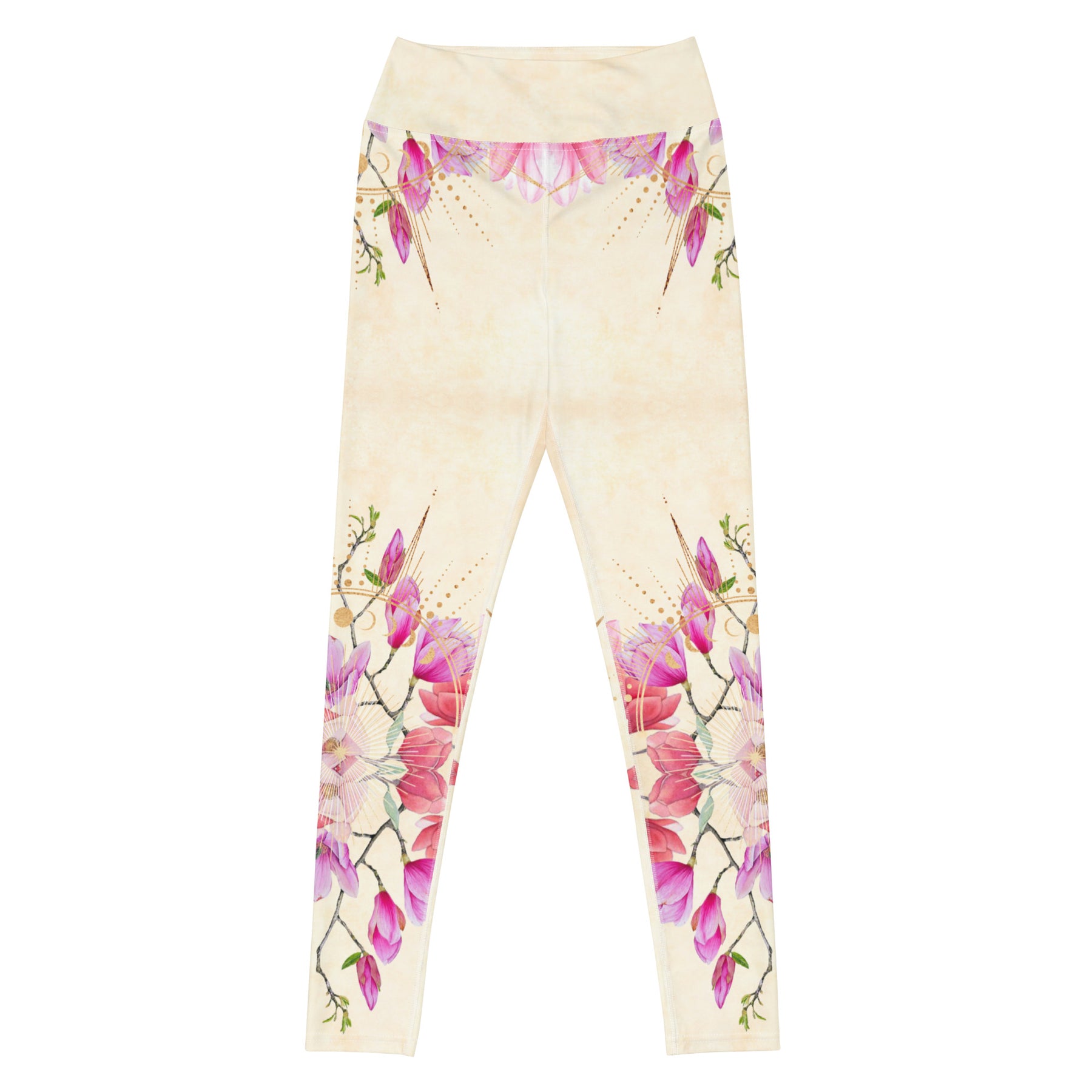 Goldene Magnolie symmetrisch / Leggings