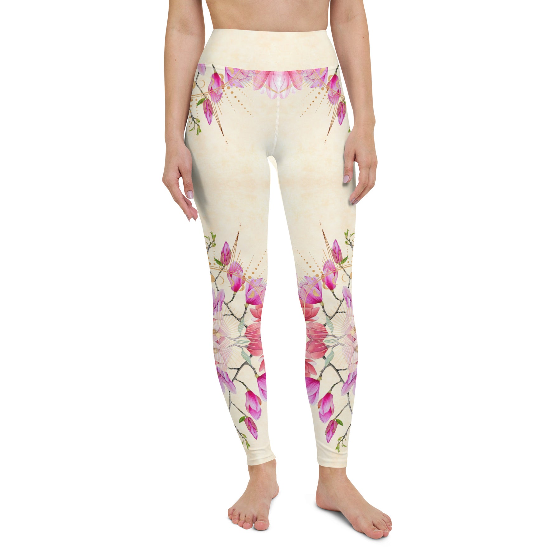 Goldene Magnolie symmetrisch / Leggings