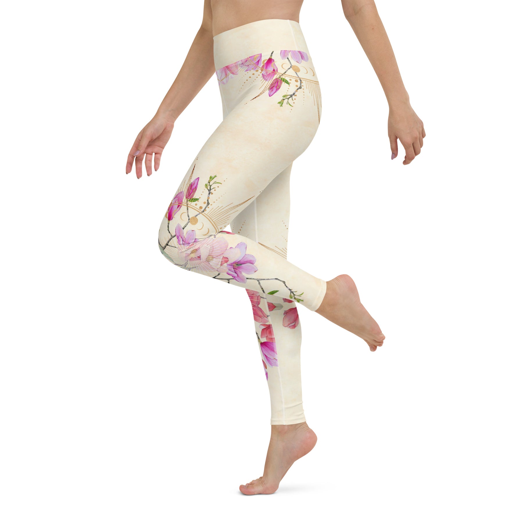 Goldene Magnolie symmetrisch / Leggings