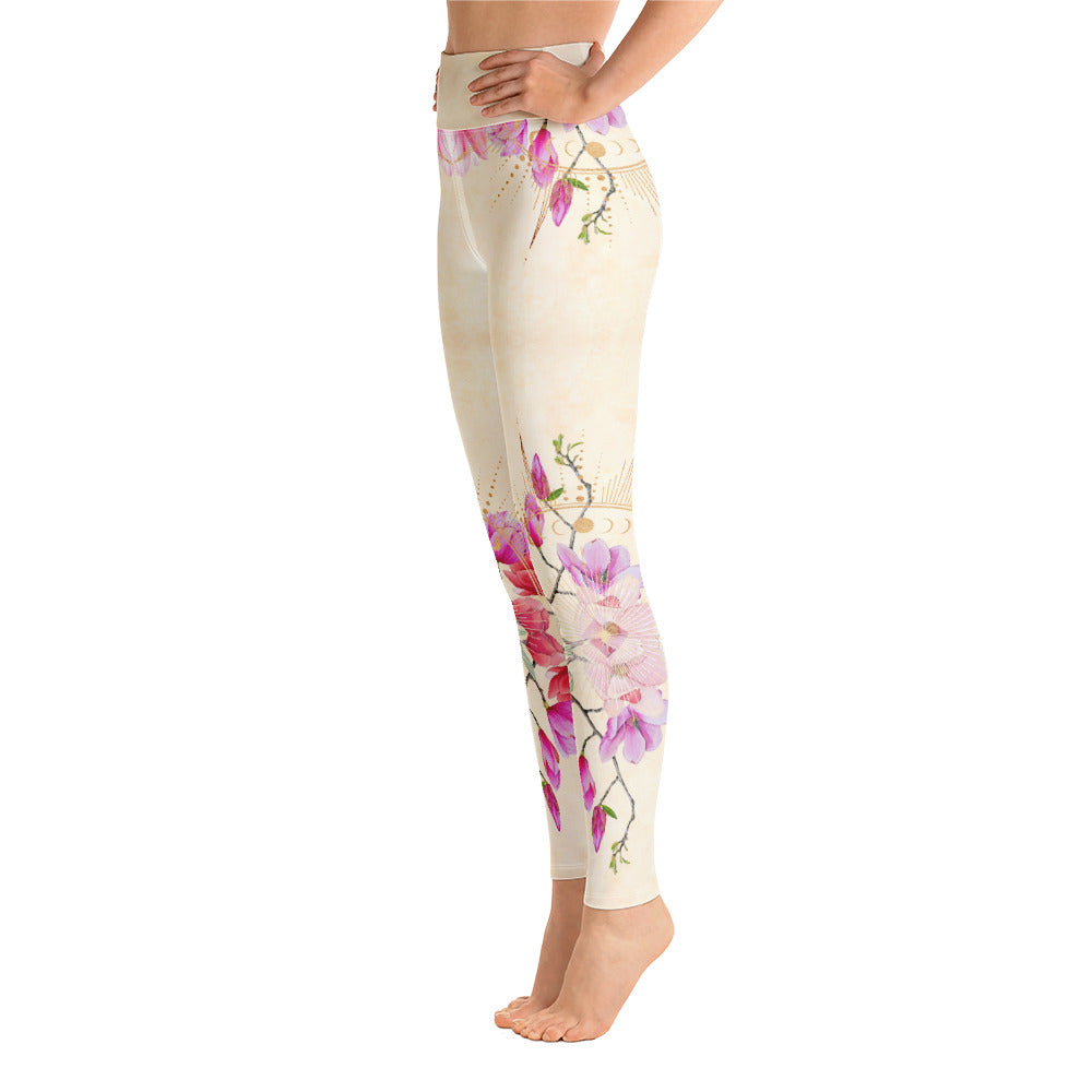 Goldene Magnolie symmetrisch / Leggings