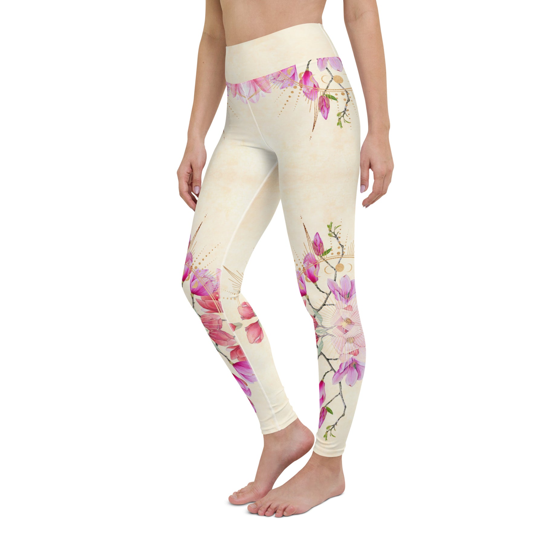 Goldene Magnolie symmetrisch / Leggings