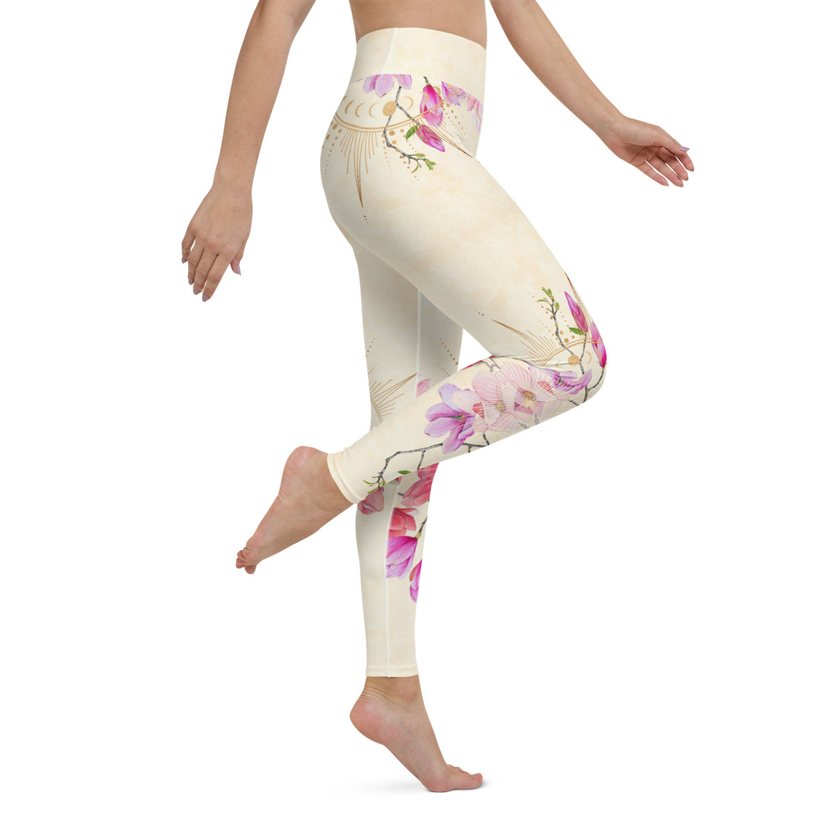 Goldene Magnolie symmetrisch / Leggings