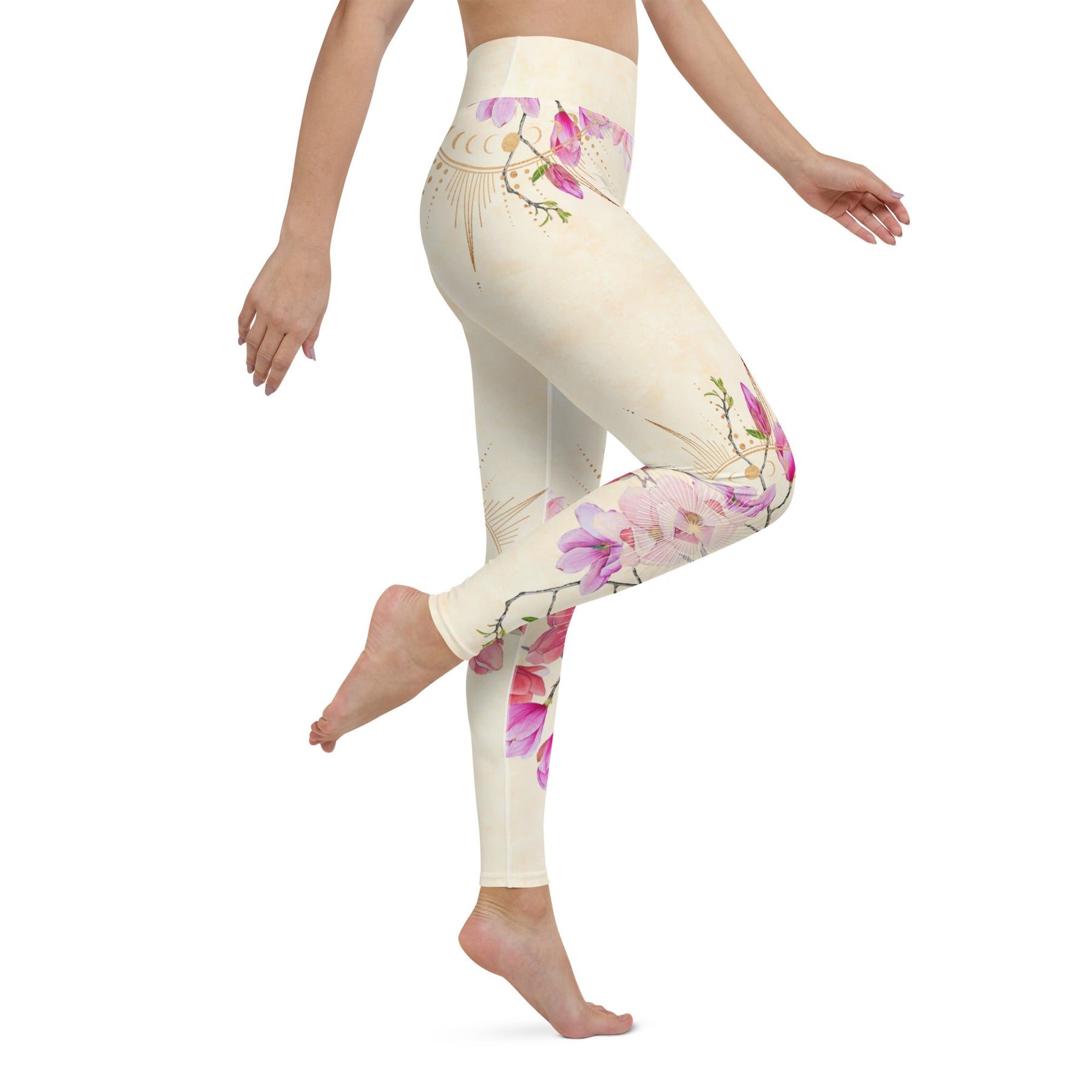 Goldene Magnolie symmetrisch / Leggings