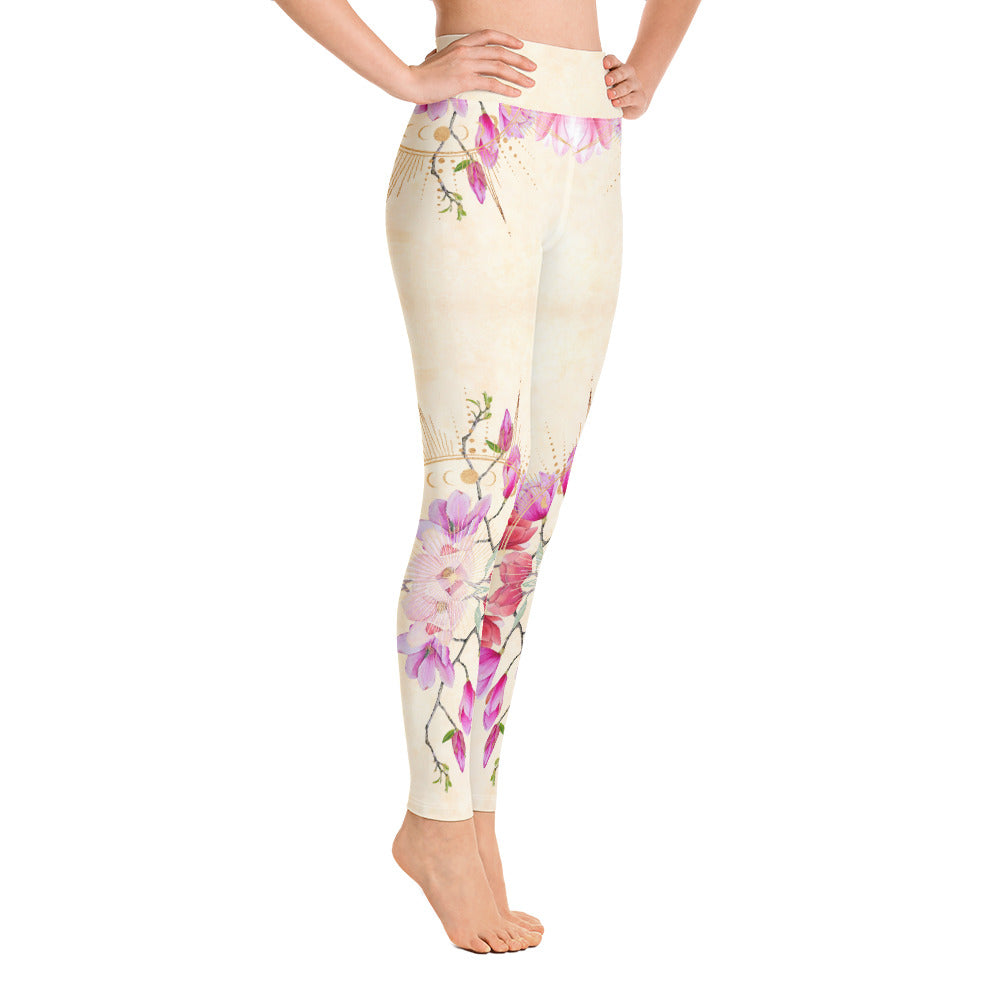 Goldene Magnolie symmetrisch / Leggings