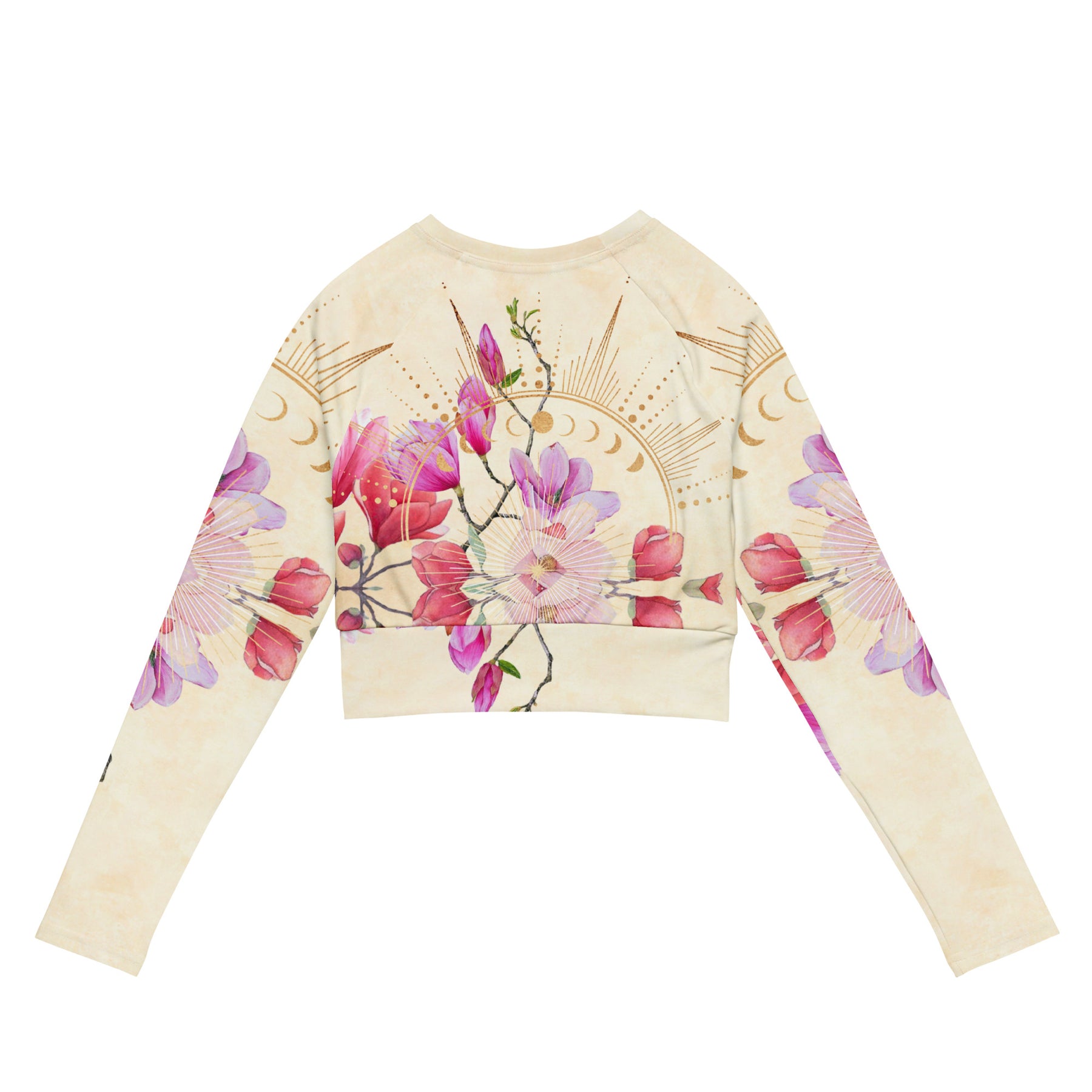 Goldene Magnolie / Crop Top Longsleeve mit AOP