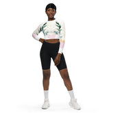 Mandala Golden Bloom weiss / Crop Top Longsleeve mit AOP