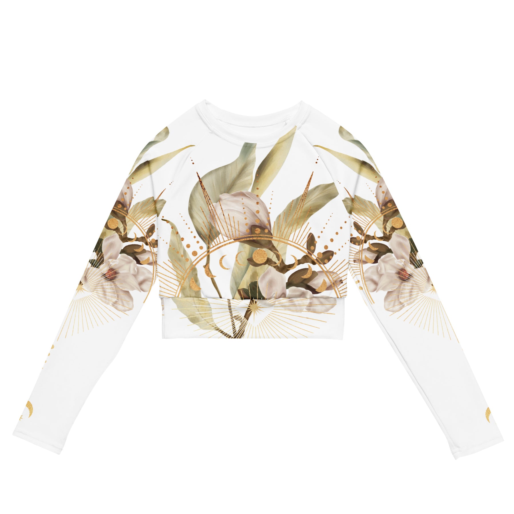 Believe weiss /  Crop Top Longsleeve mit AOP
