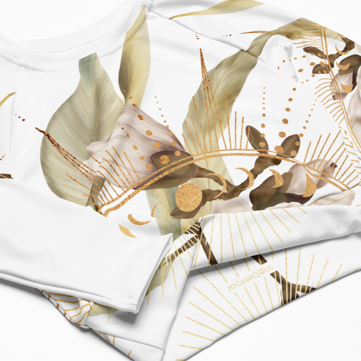 Believe weiss /  Crop Top Longsleeve mit AOP