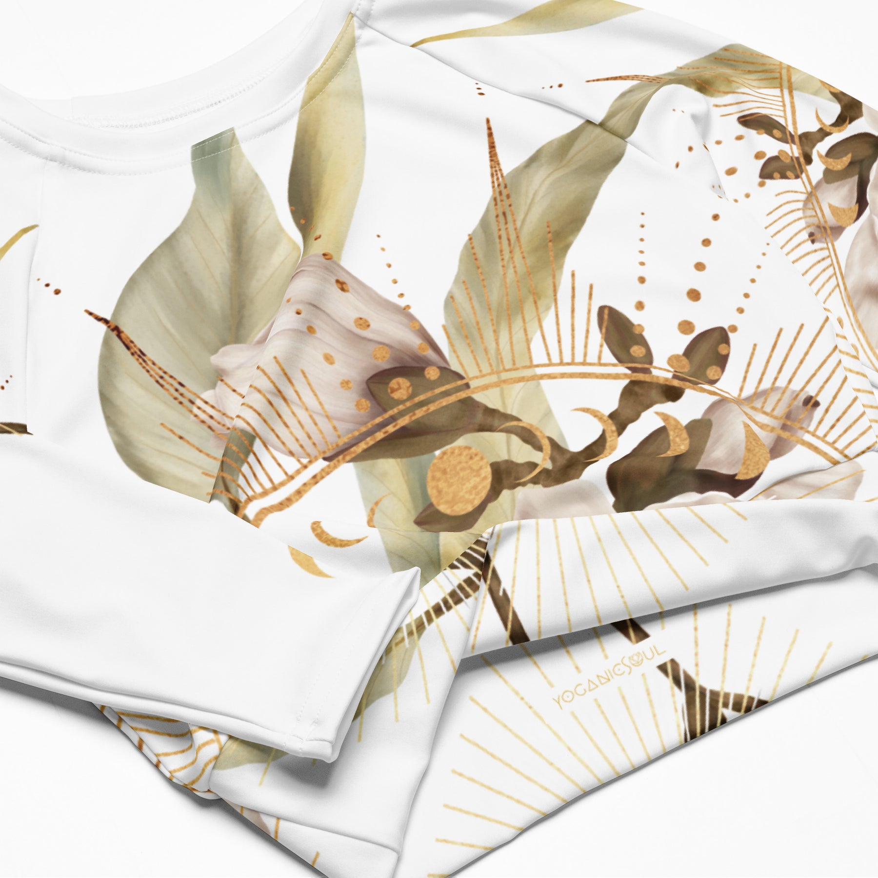 Believe weiss /  Crop Top Longsleeve mit AOP