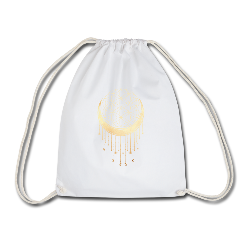 Mondsichel mit Sternen / Freizeitbeutel - Weiß