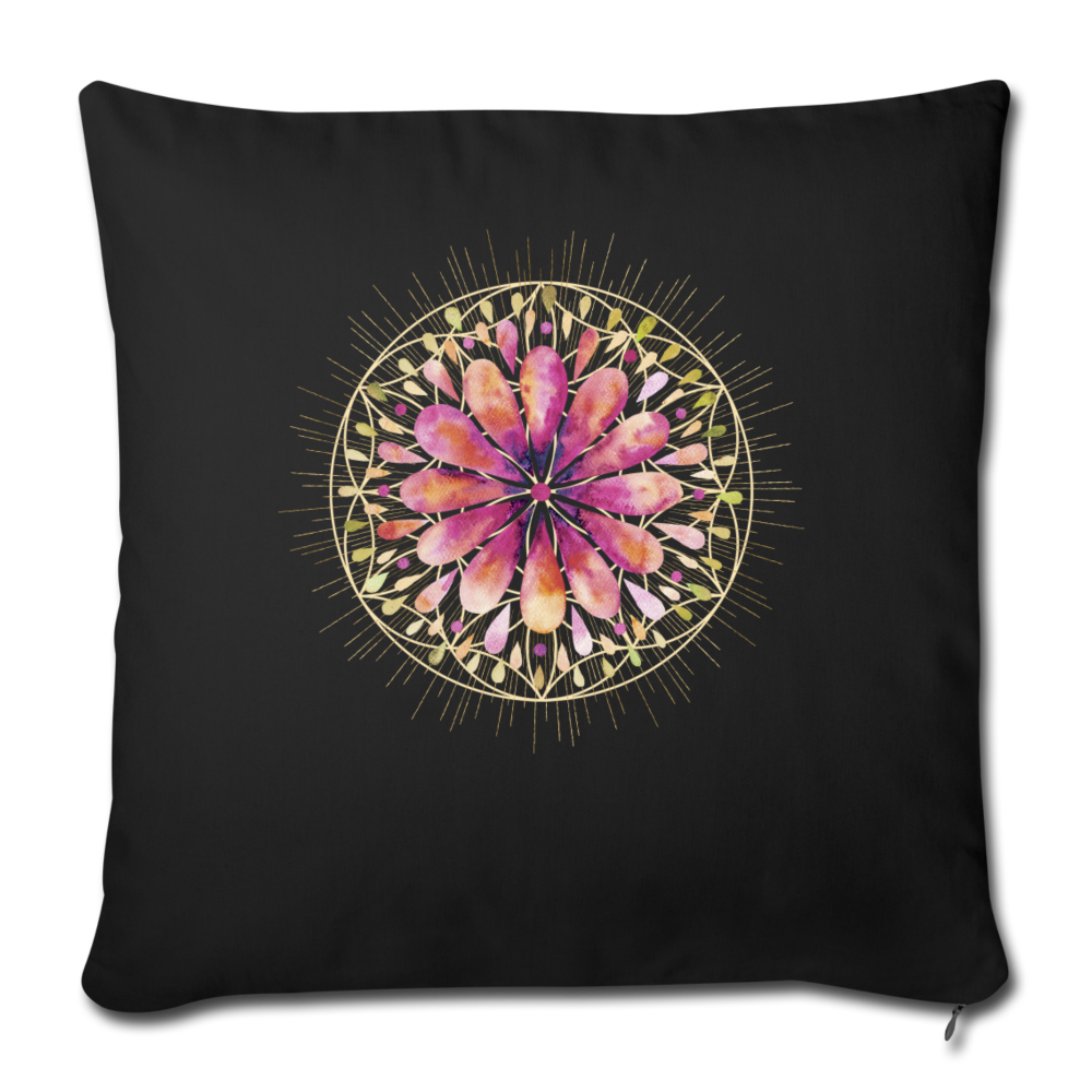 Mandala rot / Personalisierbarer Kissenbezug - Schwarz