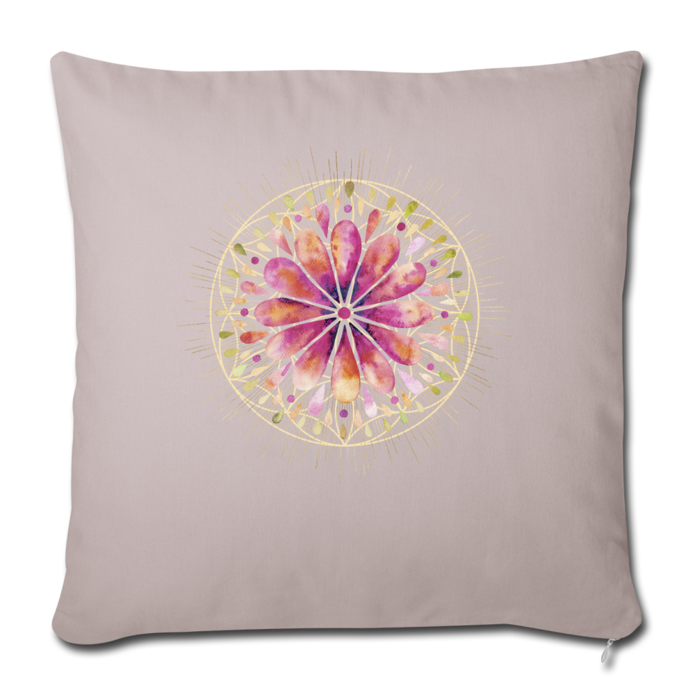 Mandala rot / Personalisierbarer Kissenbezug - helles Taupe