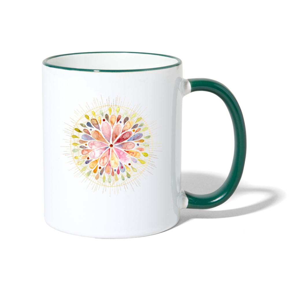 Mandala bunt / Tasse - Weiß/Dunkelgrün