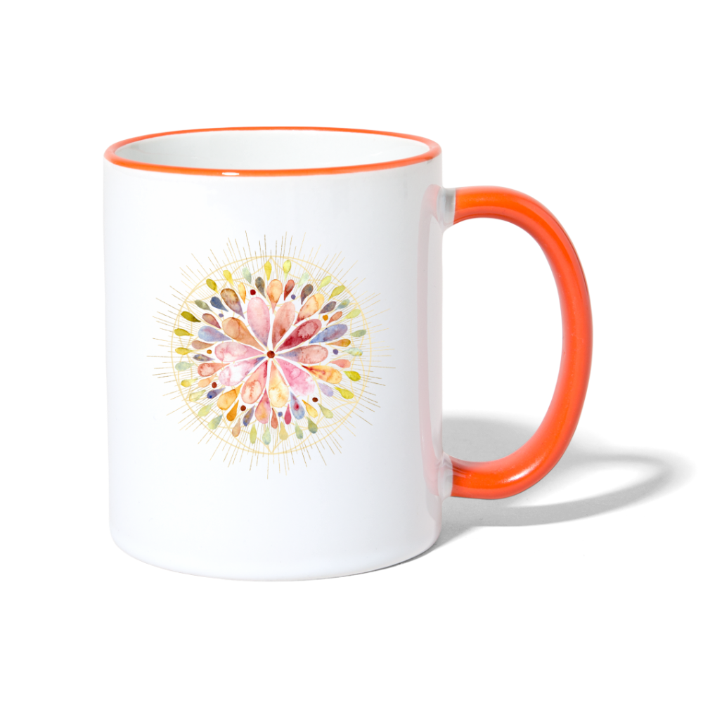 Mandala bunt / Tasse - Weiß/Orange