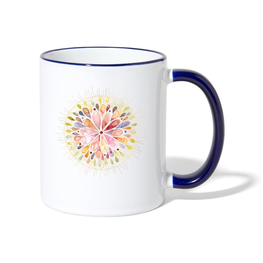 Mandala bunt / Tasse - Weiß/Kobaltblau