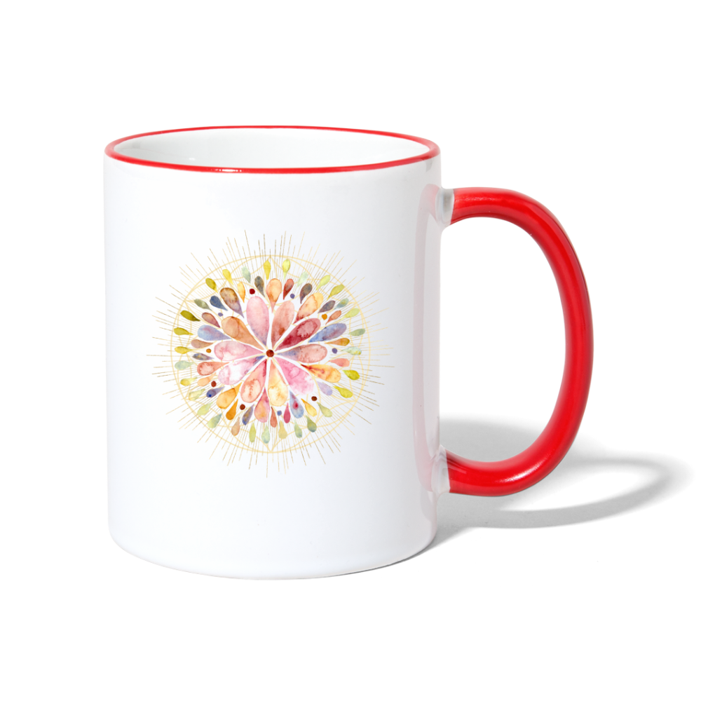 Mandala bunt / Tasse - Weiß/Rot