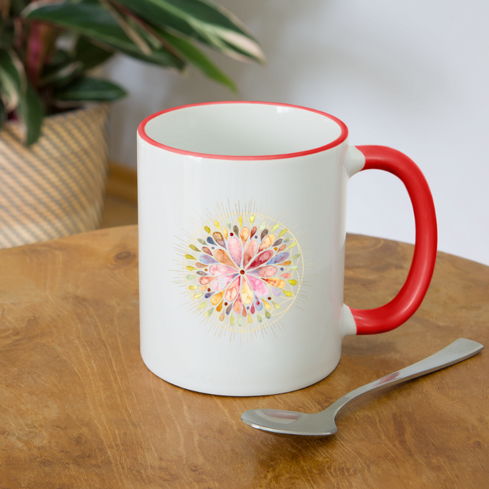 Mandala bunt / Tasse - Weiß/Rot