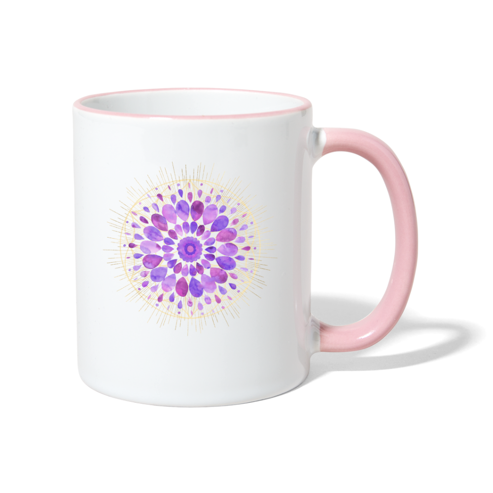 Mandala lila / Tasse - Weiß/Pink
