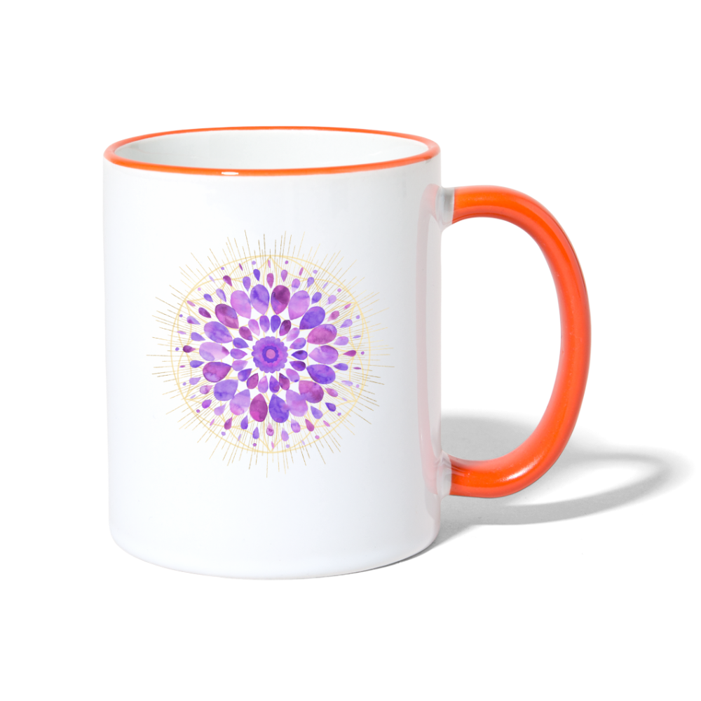 Mandala lila / Tasse - Weiß/Orange