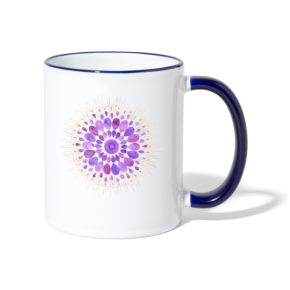 Mandala lila / Tasse - Weiß/Kobaltblau