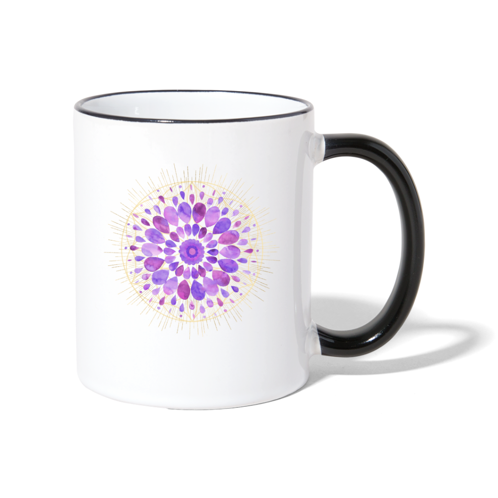 Mandala lila / Tasse - Weiß/Schwarz