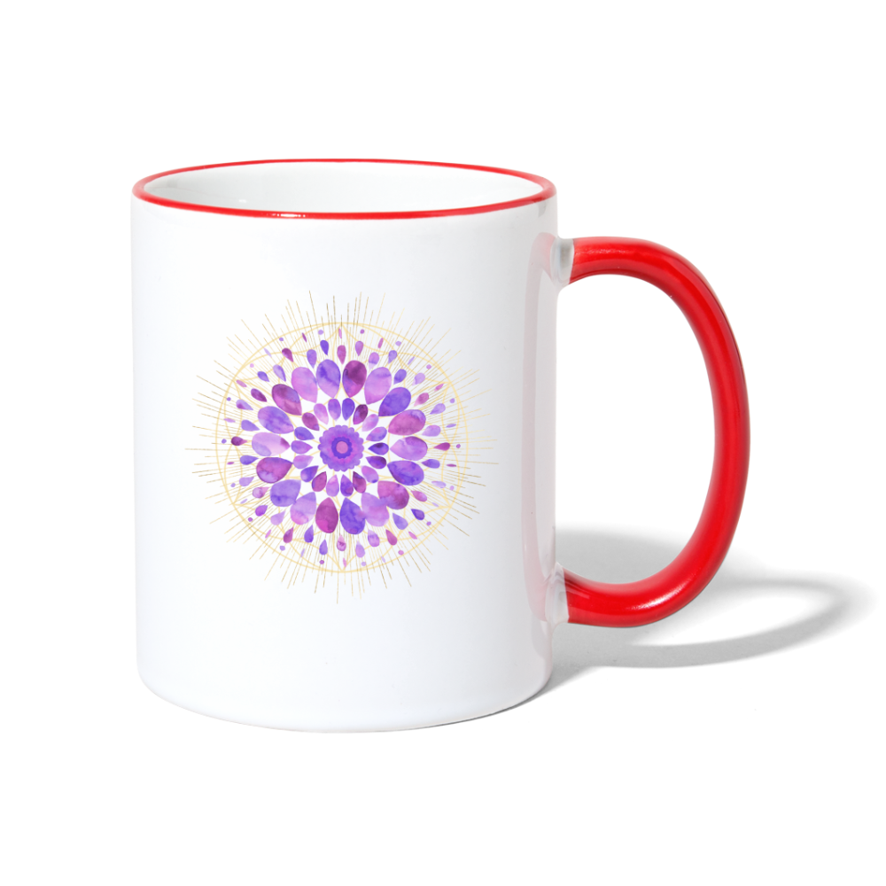 Mandala lila / Tasse - Weiß/Rot