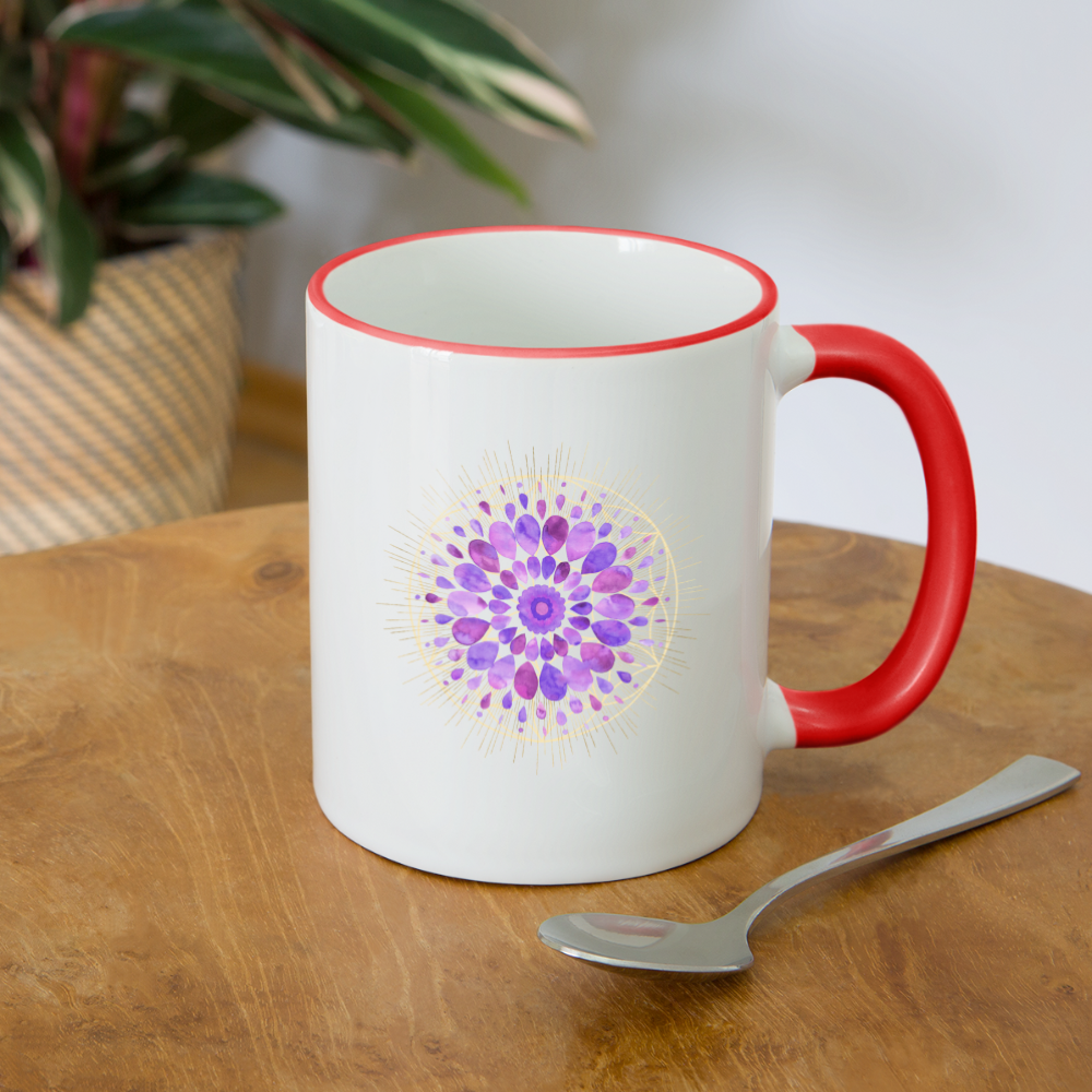Mandala lila / Tasse - Weiß/Rot