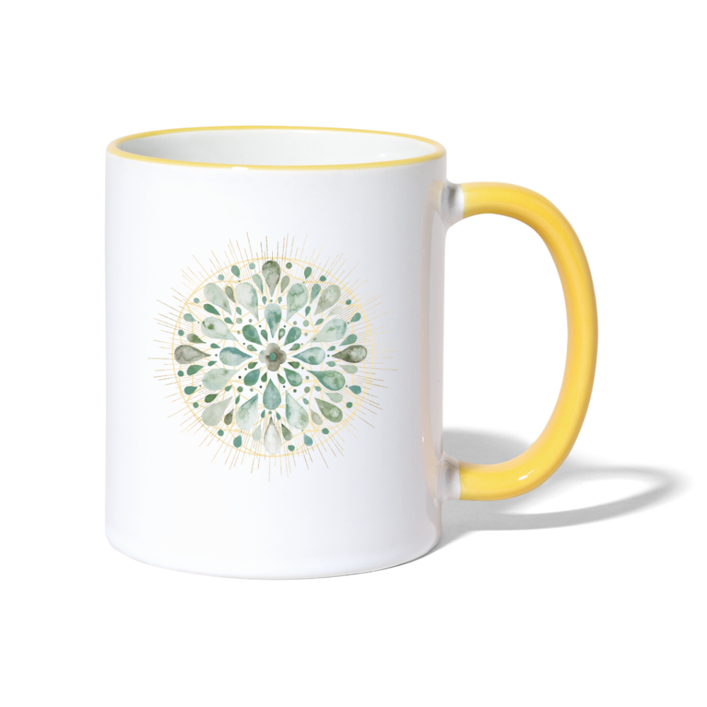Mandala türkis / Tasse - Weiß/Gelb