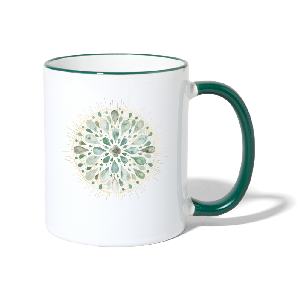 Mandala türkis / Tasse - Weiß/Dunkelgrün