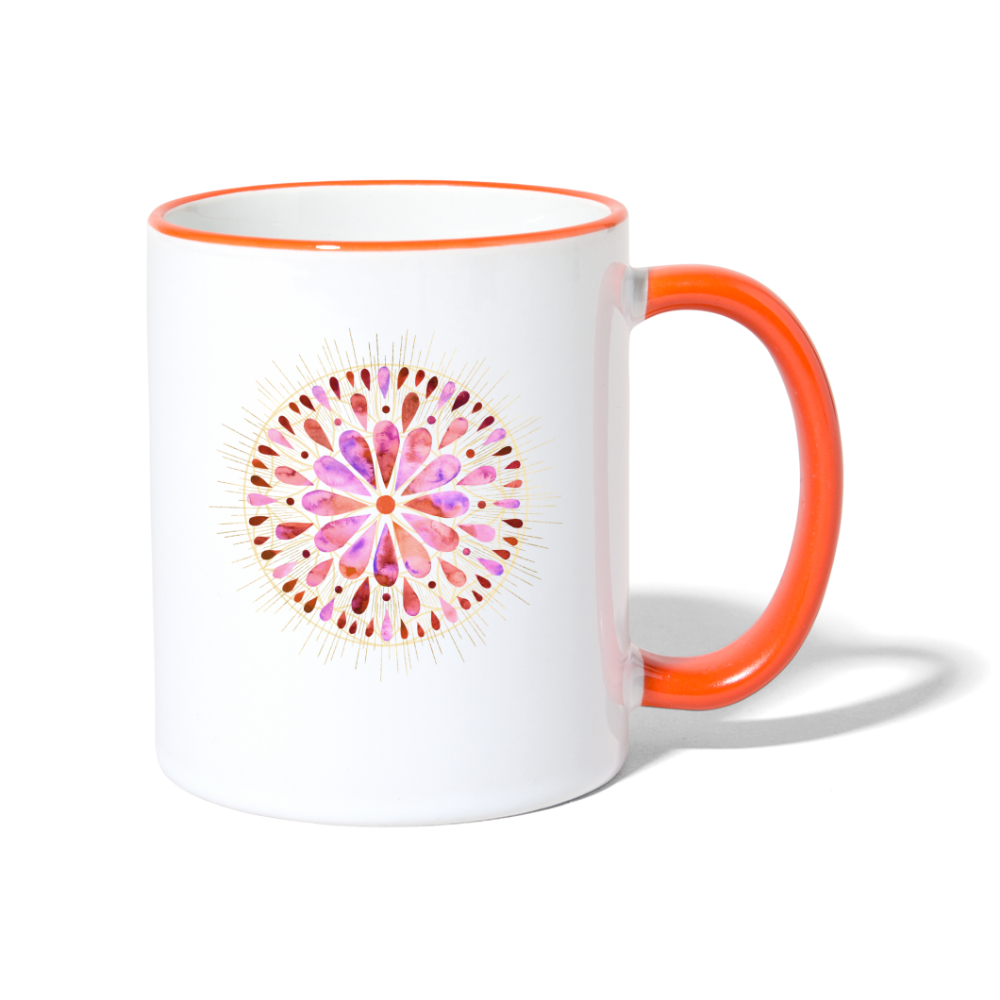 Mandala pink-rose / Tasse - Weiß/Orange