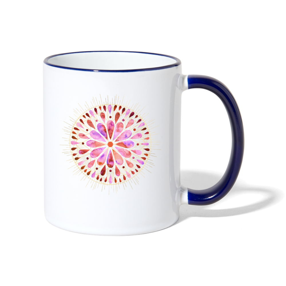 Mandala pink-rose / Tasse - Weiß/Kobaltblau
