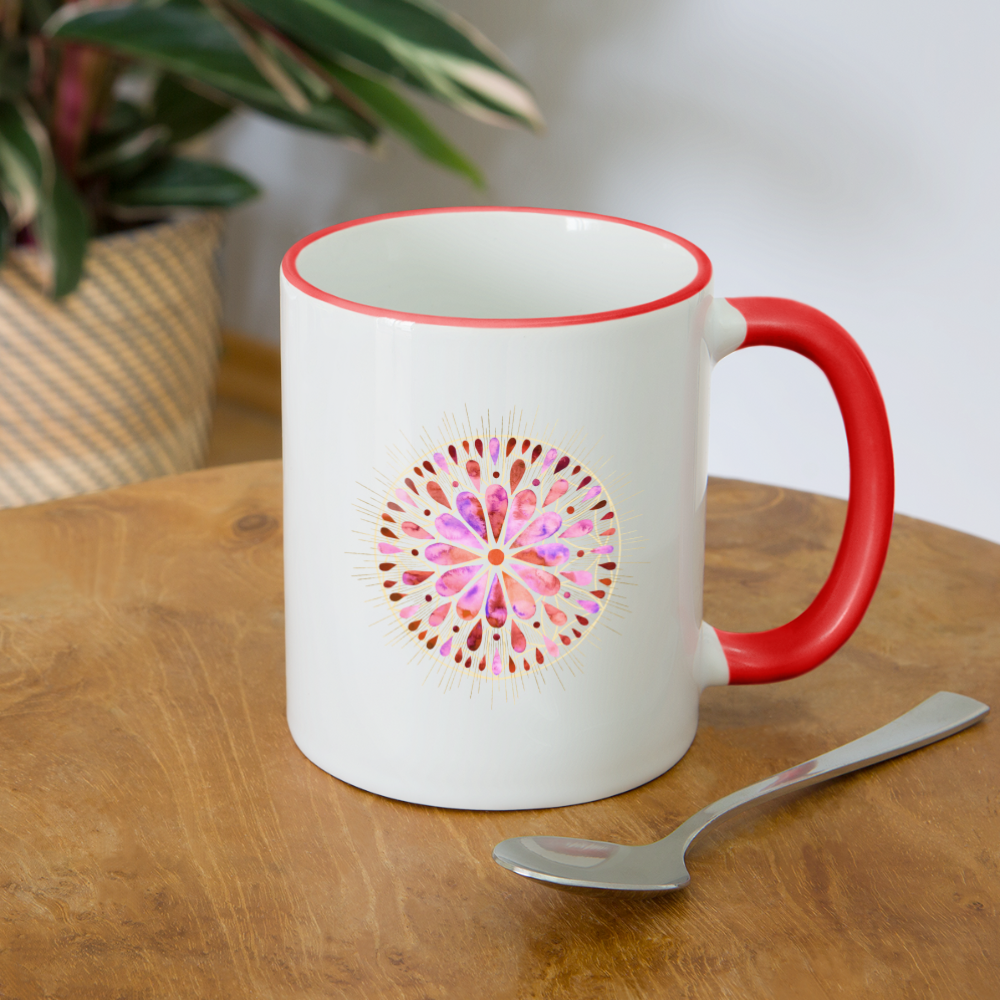 Mandala pink-rose / Tasse - Weiß/Rot