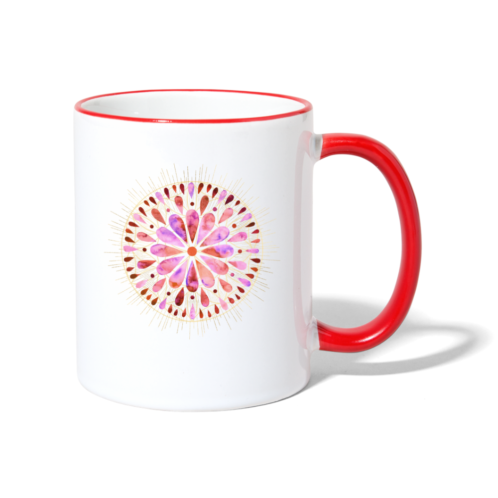 Mandala pink-rose / Tasse - Weiß/Rot