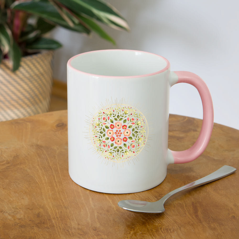 Mandala Blüten / Tasse - Weiß/Pink