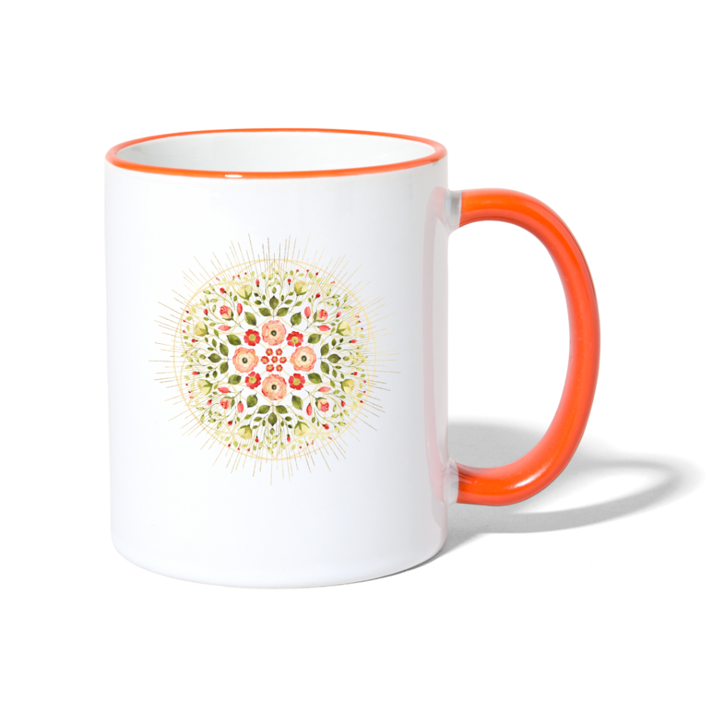 Mandala Blüten / Tasse - Weiß/Orange