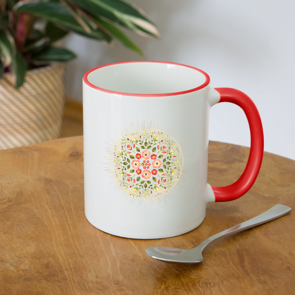 Mandala Blüten / Tasse - Weiß/Rot
