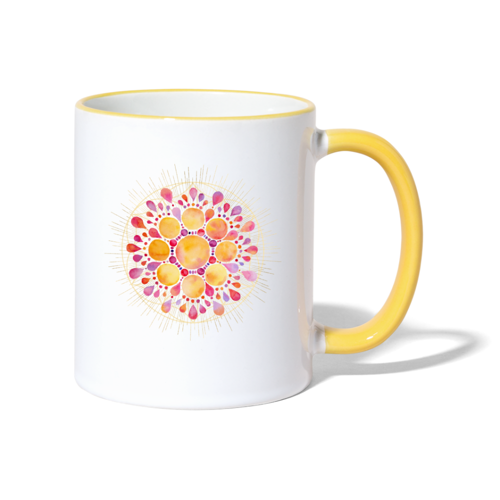 Mandala pink-lila / Tasse - Weiß/Gelb