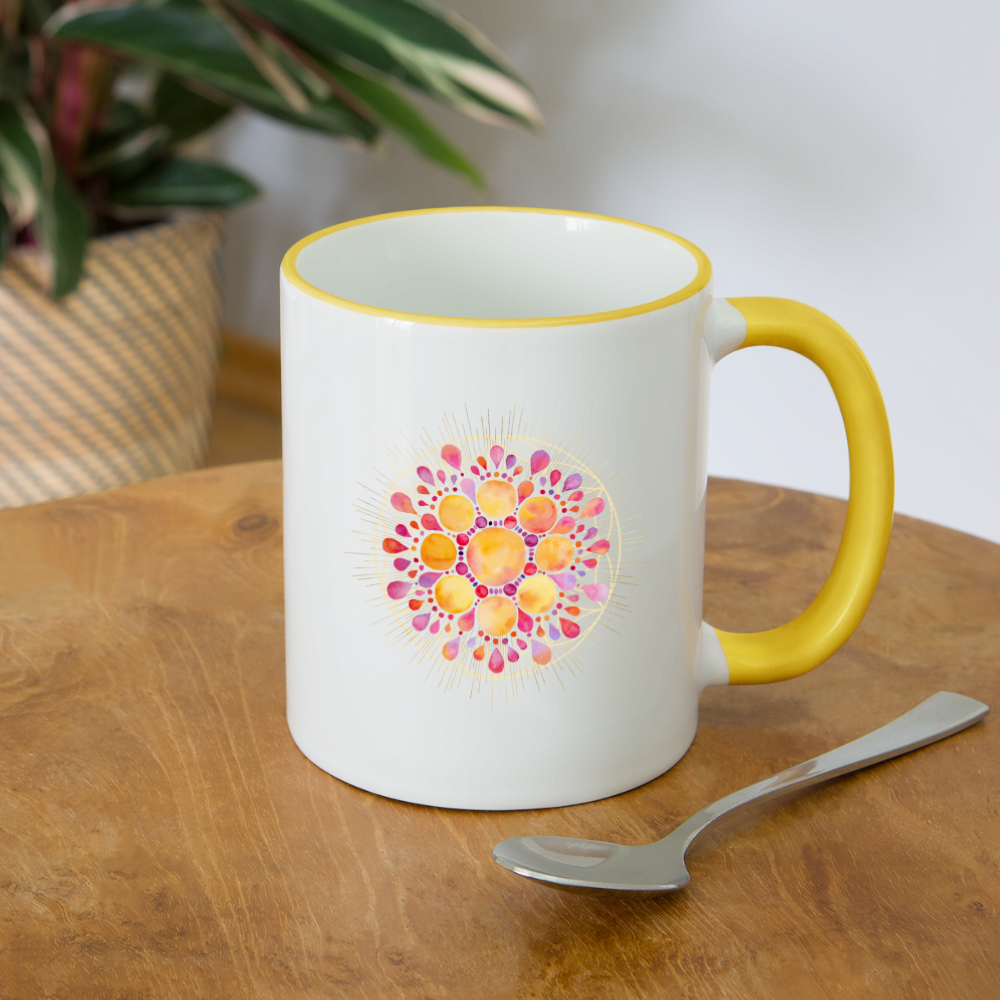 Mandala pink-lila / Tasse - Weiß/Gelb