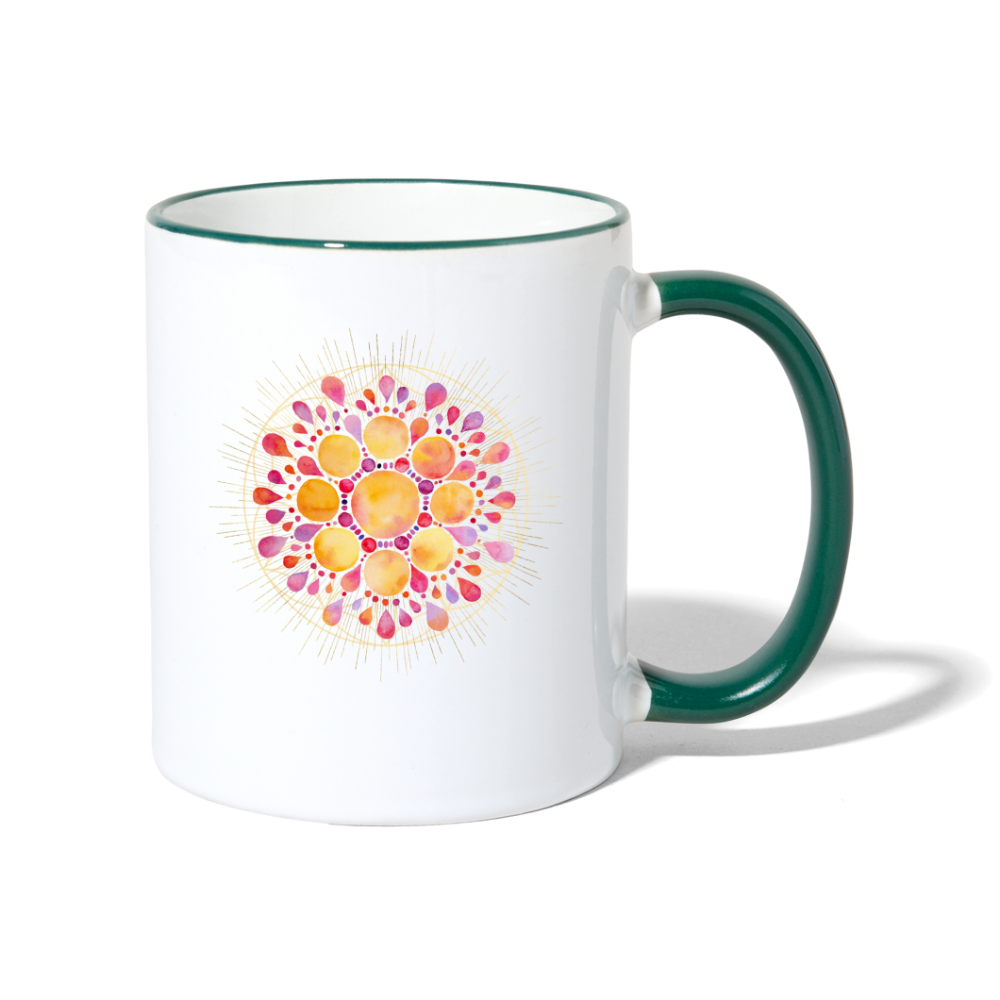 Mandala pink-lila / Tasse - Weiß/Dunkelgrün