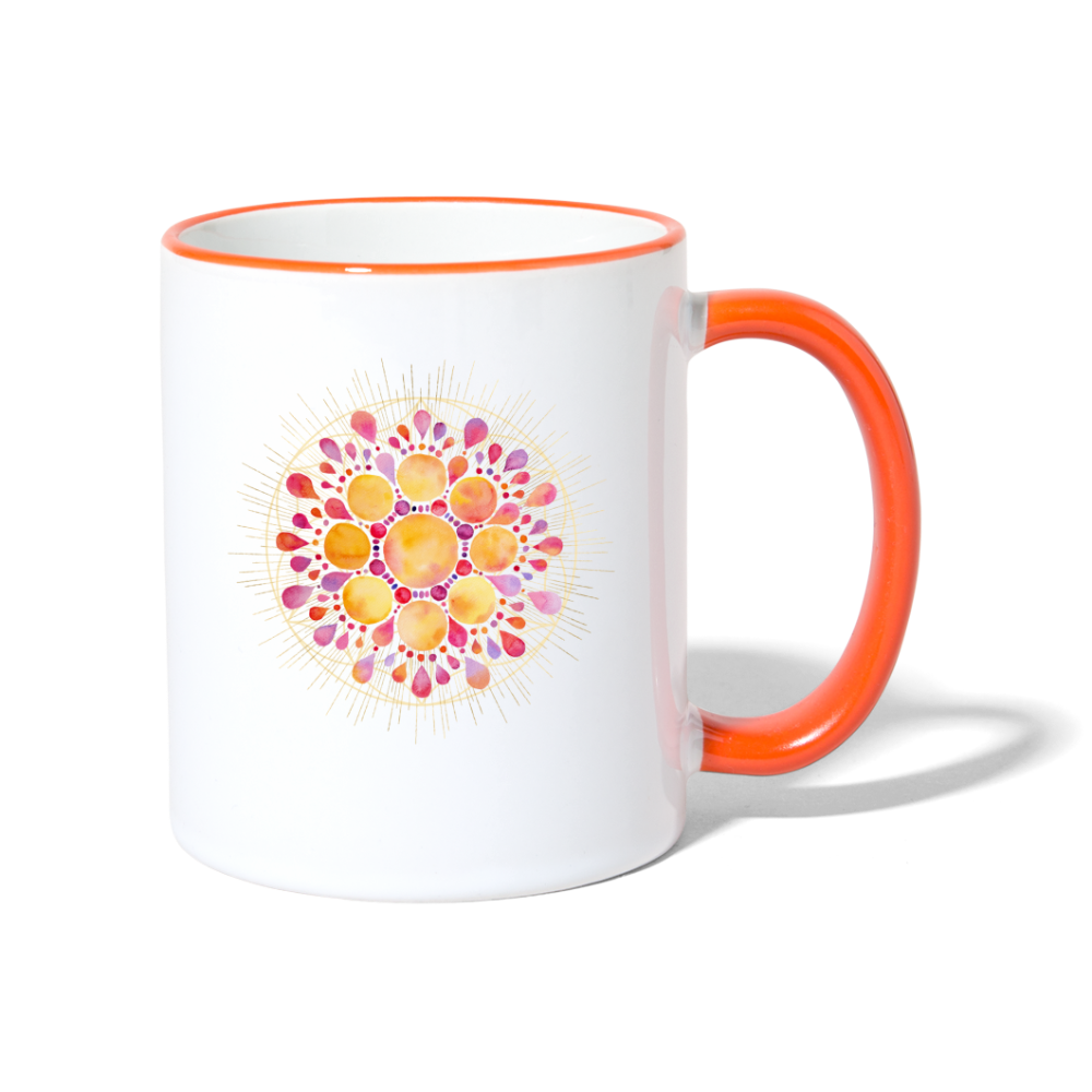 Mandala pink-lila / Tasse - Weiß/Orange