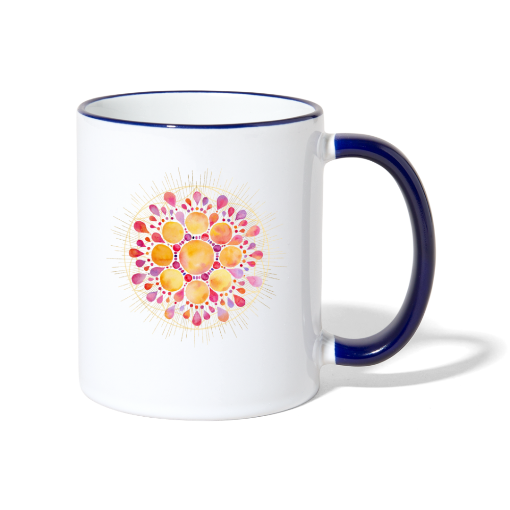 Mandala pink-lila / Tasse - Weiß/Kobaltblau