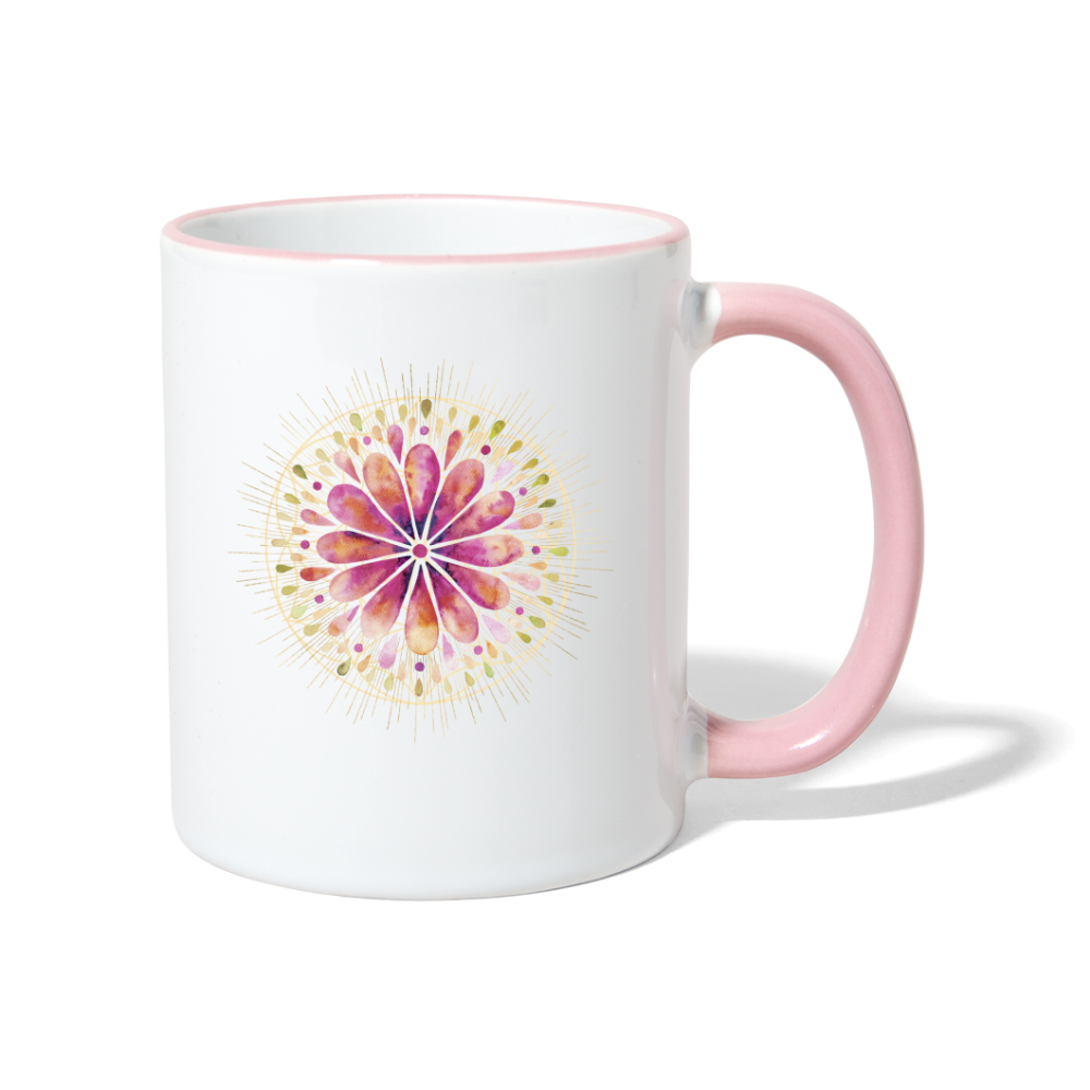 Mandala rot / Tasse - Weiß/Pink