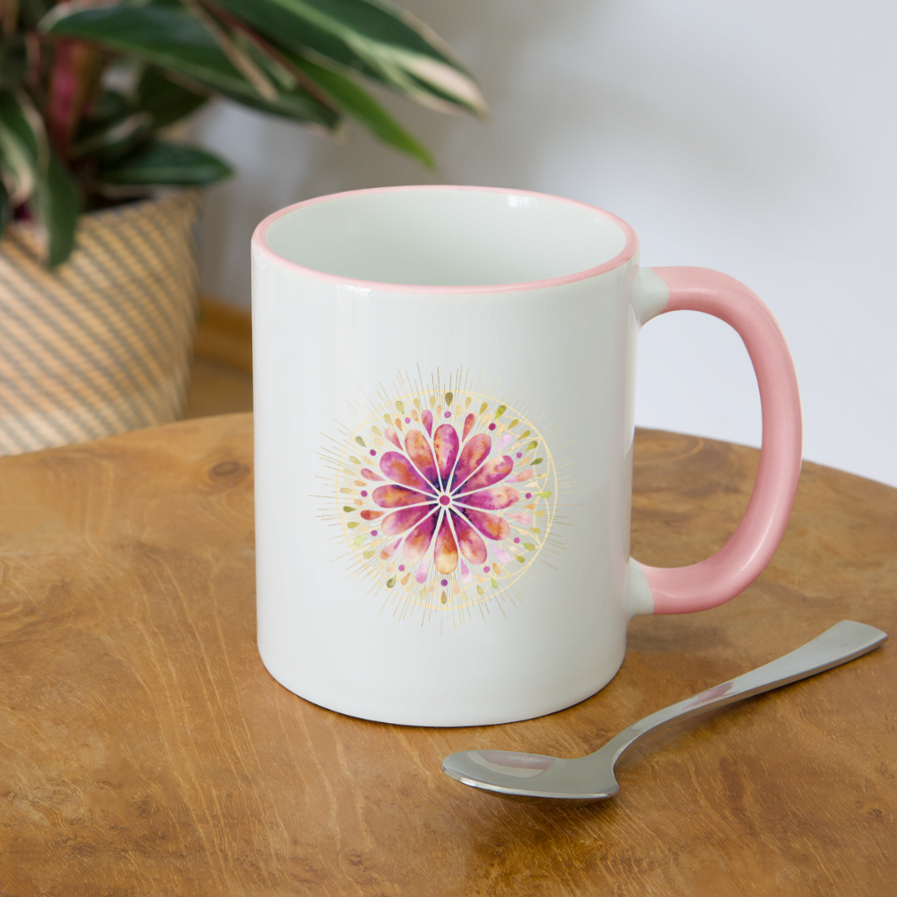 Mandala rot / Tasse - Weiß/Pink