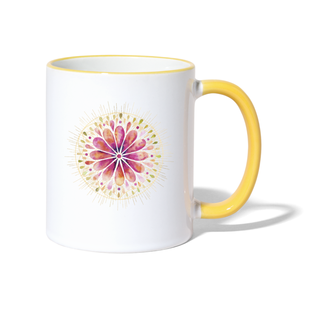 Mandala rot / Tasse - Weiß/Gelb