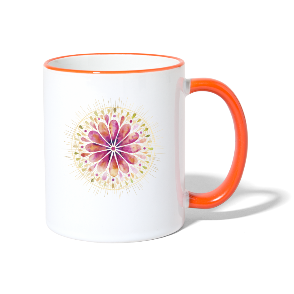 Mandala rot / Tasse - Weiß/Orange