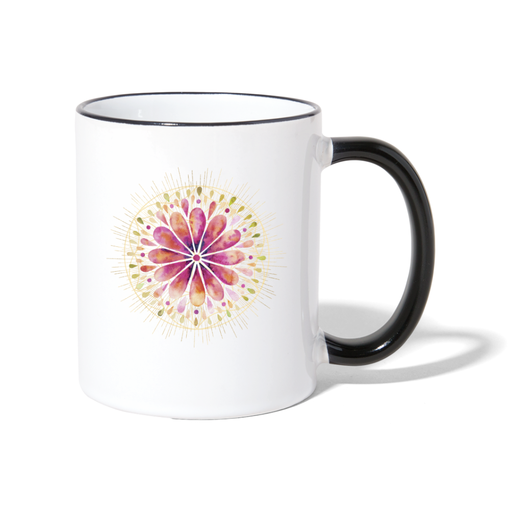 Mandala rot / Tasse - Weiß/Schwarz