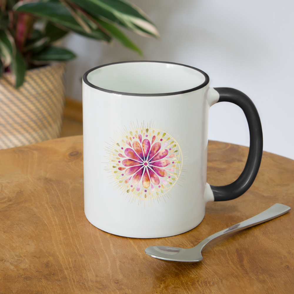 Mandala rot / Tasse - Weiß/Schwarz