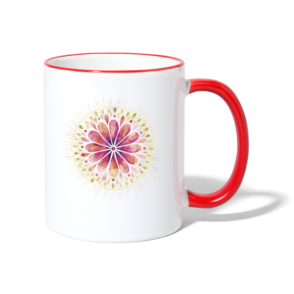Mandala rot / Tasse - Weiß/Rot